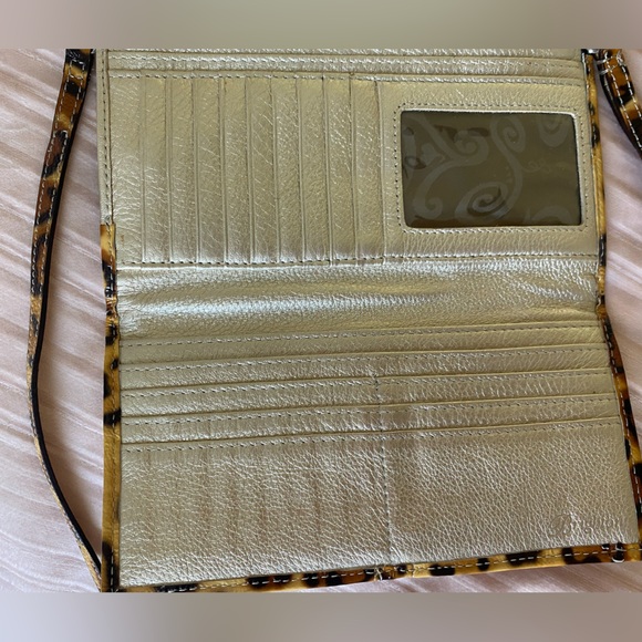 Brighton Leopard Patent Leather Envelope Cell Phone Organize Crossbody Clutch - Picture 8 of 15
